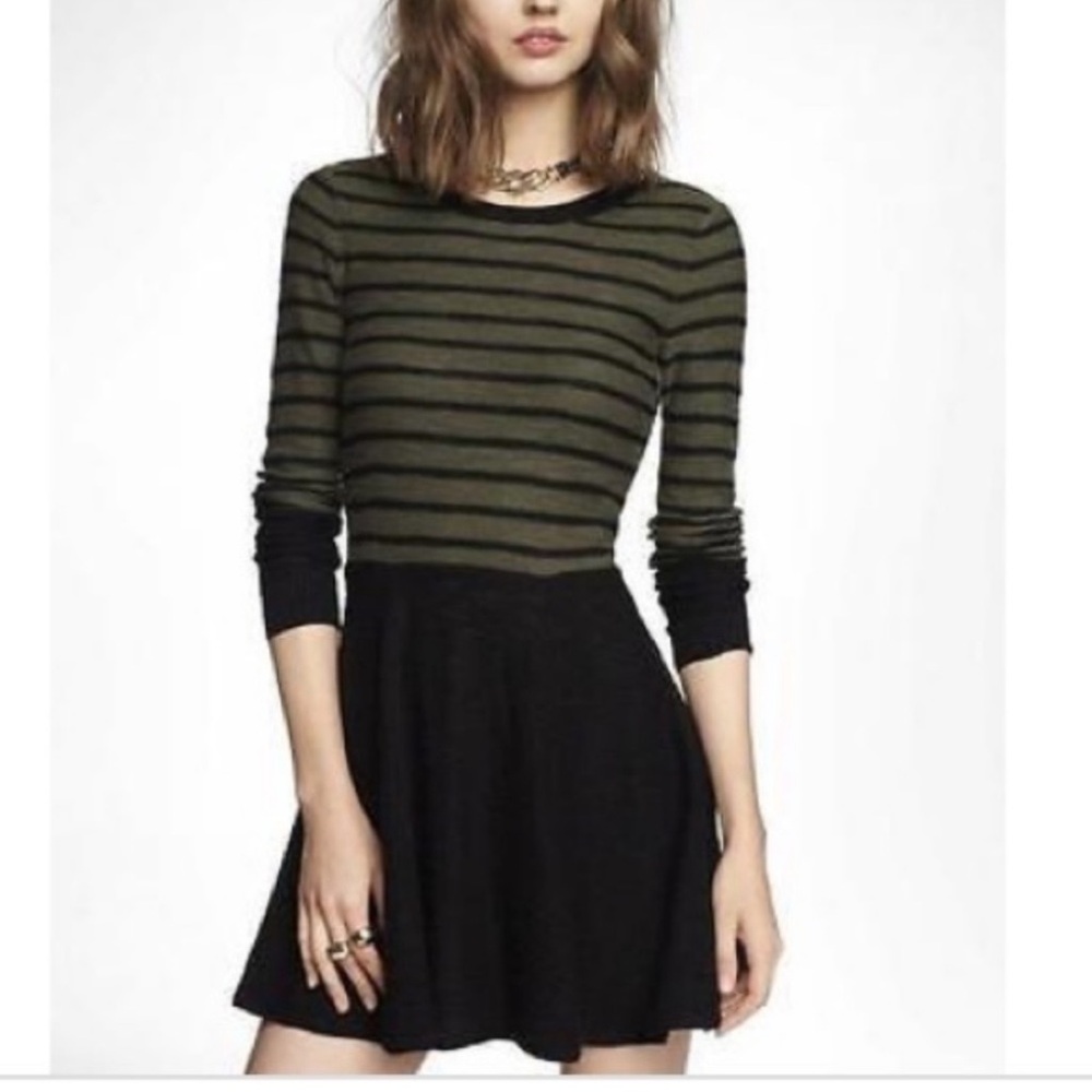 Express Olive and Black Striped Sweater